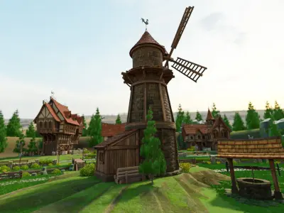 STYLIZED MEDIEVAL BUILDING 07 PRINT READY Low-poly 3D model