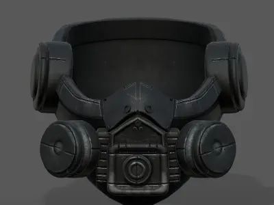 Gas mask helmet 3d safety isolated Black  Low-poly 3D model