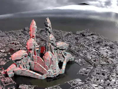 Factory launching base pad 3D model