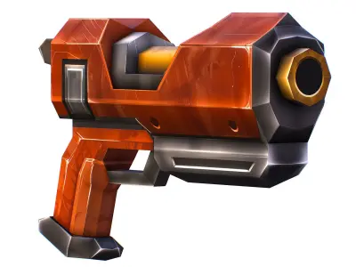 LowPoly Sci-Fi Cartoon Pistol Gun 3D model