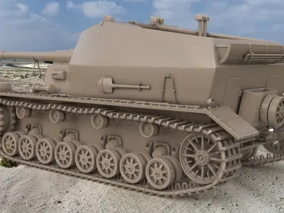 Tank K18 Auf Panzer Clay VRay 3D model