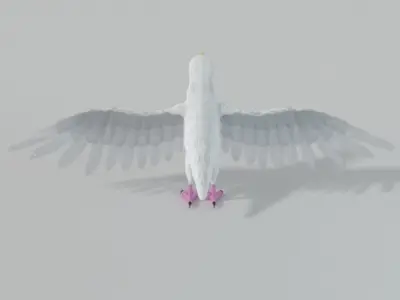 Seagull with wings spread Low-poly 3D model