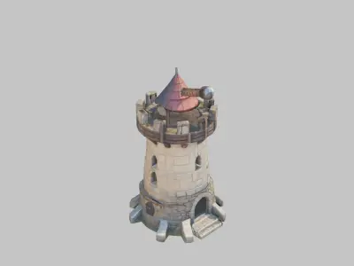 Lowpoly STylized medieval fantasy tower Low-poly 3D model