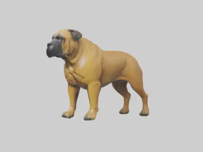 Bull Mastiff guarding model Low-poly 3D model