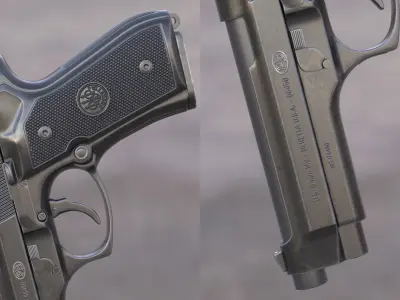 Holster with Pistol 19 - All MH Bodies - UE5 Skeletons - Rigged Low-poly 3D model