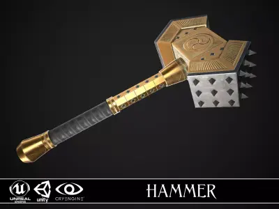 Fantasy Hammer 02 Low-poly 3D model