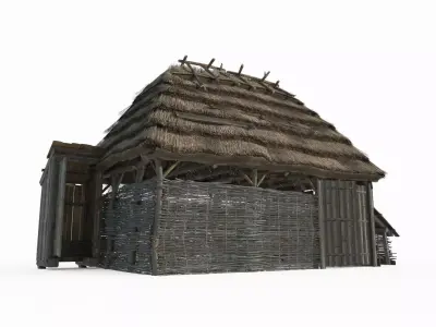 Medieval thatched cottage storage room 3D model