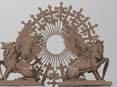 Lion pattern wall design Sculpture 3D model