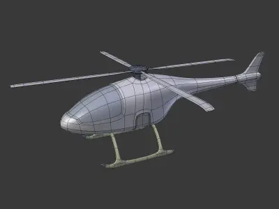 Cartoon Fantasy Futuristic Helicopter Low-poly 3D model