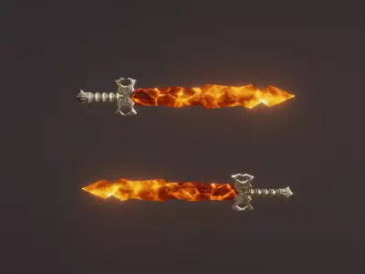 Fantasy Magma Sword - Elemental Sword - Fire Sword Low-poly 3D model