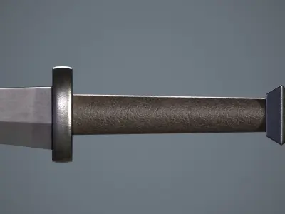 One-handed sword with scabbard Low-poly 3D model