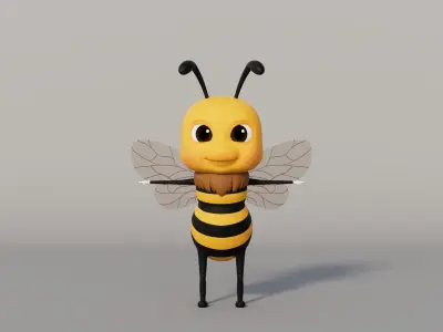 Rigged Cartoon Bee 3D model