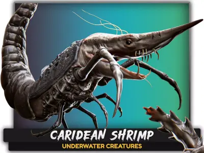 Fish model - Shrimp fish lowpoly - ocean horror - monster fish 1 Low-poly 3D model