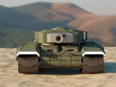 Futuristic Low Poly Tank Low-poly 3D model