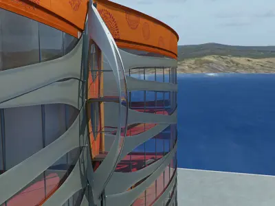 Twin decker shuttle elevator with facade 3D model