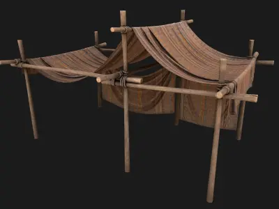 Arab Trading Tent Stalls Low-poly 3D model