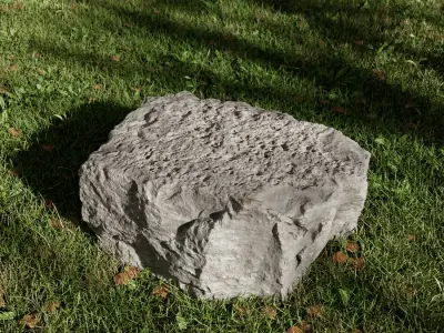  Pale Flat Rippled Large Rock Boulder Model 