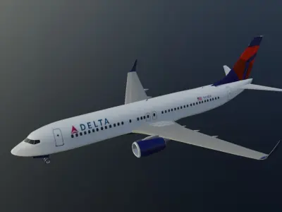 Delta Airlines Boeing 737-800ER low poly 3d model with cockpit Low-poly 3D model