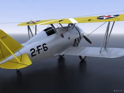 F2F-1 USS Lexington CV-2 1936 Low-poly 3D model