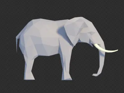 Low Poly Elephant with tusks Low-poly 3D model