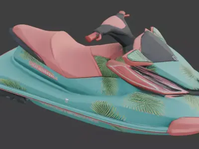 Stylized Tropical Jet Ski  Model Low-poly 3D model