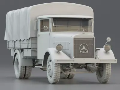 WWII German Army Cargo Truck 3 5t 3D model