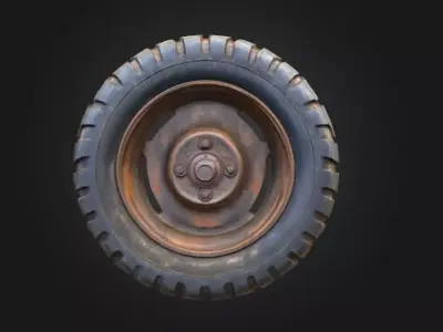 Weathered Wheel Low-poly 3D model