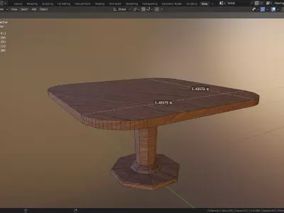 square table model High-quality low-poly  Free low-poly 3D model