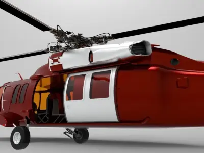 Red Helicopter Low-poly 3D model