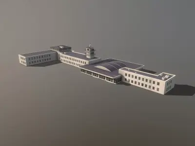 Airport Terminal LKPR Military Terminal Prague Ruzyne Airport Low-poly 3D model