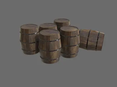 Medieval wooden oil barrel Free low-poly 3D model