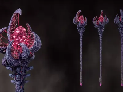 Eggs of Outer God Staff - Game ready 3D model Low-poly 3D model