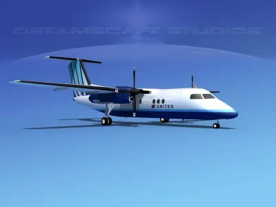 Dehaviland DHC-8 100 United Airlines 3D model