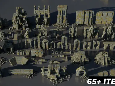 Ancient Temple  Kitbash Asset Pack Low-poly 3D model