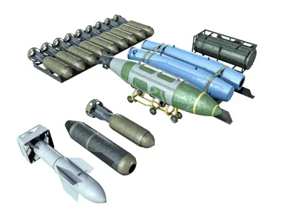 Military Aircraft Bomb Pack Low-poly 3D model