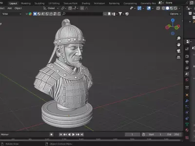 Medieval Mongolian Soldier Pawn Chess Piece 3D print model