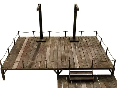 Medieval Triple Gallows Low-poly 3D model