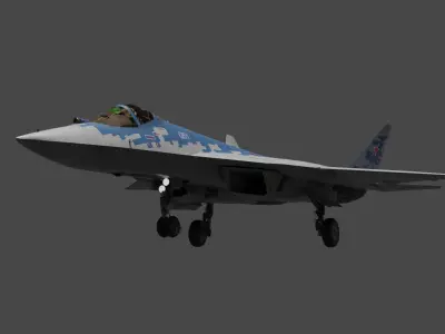 Sukhoi SU57 5th Gen Stealth Fighter Jet Low-poly 3D model