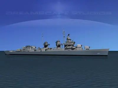 Fletcher Class Destroyer DD-477 USS Pringle 3D model