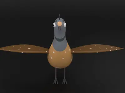 Rigged Cartoon Quail  Low Poly 3D Model Low-poly 3D model