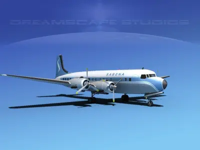 Douglas DC-7B Sabena 3D model