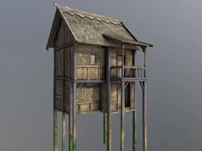 Medieval lake village - House 8 Low-poly 3D model