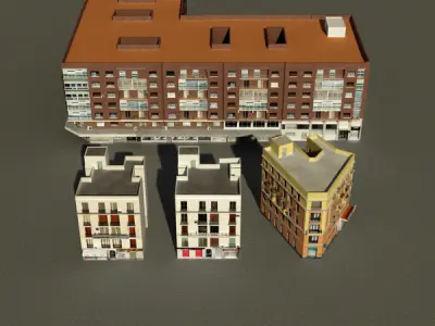 Building Collection 57-60 Low-poly 3D model