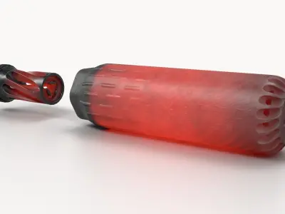 HUXWRX Flow 556K Suppressor and QD Flash Hider Low-poly 3D model