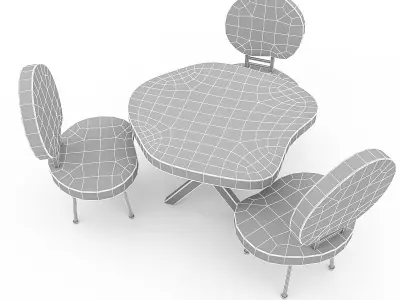 Wooden Garden Furniture 02 Low-poly 3D model