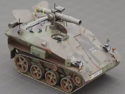 German Wiesel Tank with Tow Missile System and interiors Low-poly 3D model