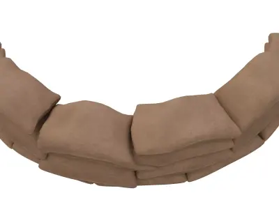 Sand Bag Wall Low-poly 3D model