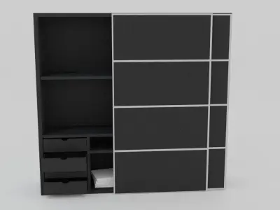Modern Closet Black Matte Free low-poly 3D model