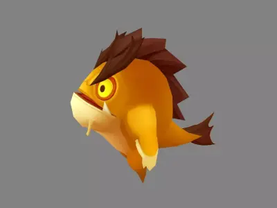 Cartoon fish monster Low-poly 3D model