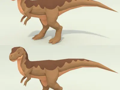 Low-poly T-rex Standing Pose Printable 12 colors Low-poly 3D model